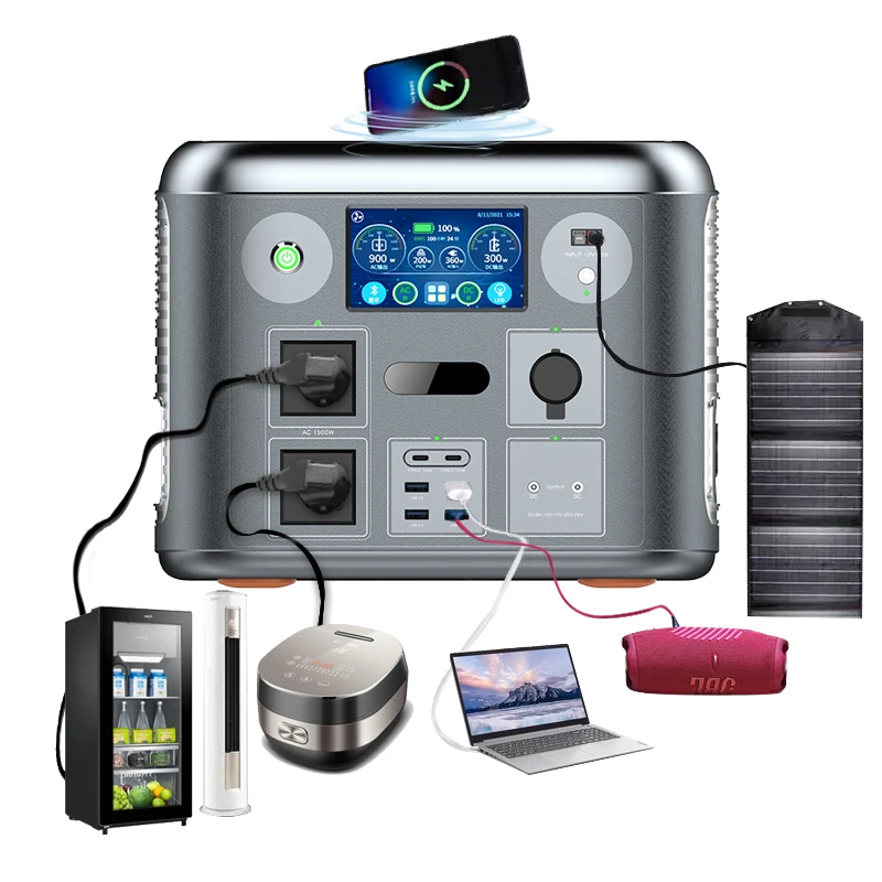 

AcFree 3kw 220v Portable Lipo4 Lithium Battery Car Charging Portable Power Bank Station Generator Eu Warehouse 1500w with Solar