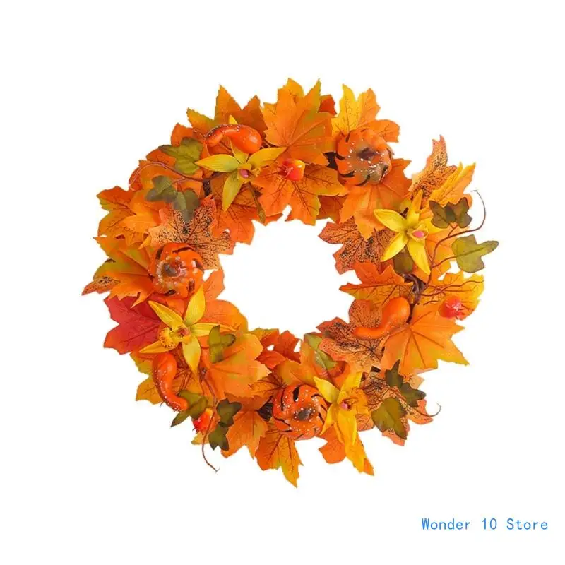 

Style Fall Pumpkin and Maple Leaf Door Wreath for Halloween Thanksgiving