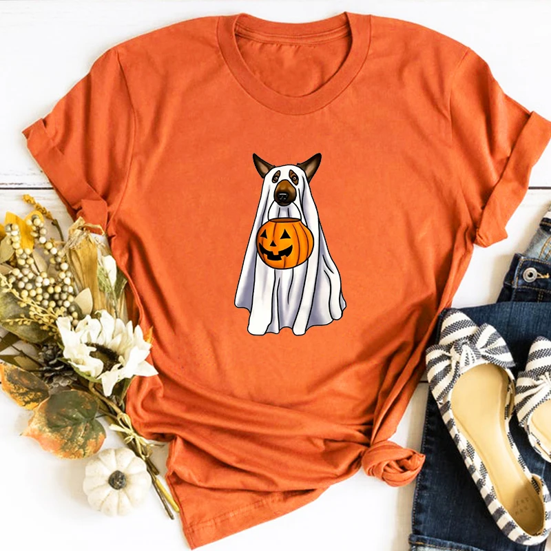 Halloween Dogs Shirt Halloween Spooky Tshirt German Shepherd Ghost Tee