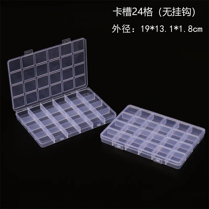 Jewelry Storage Box 15 24 28 Grid Transparent Fixed With Slot Beaded Anti-string Grid Plastic Parts Division