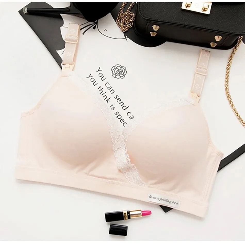 Maternity Lacating Nursing Bras without Underwire Soft Comfortable Gathering Anti Sagging Adjustable Buttons Soutien Allaitement 3
