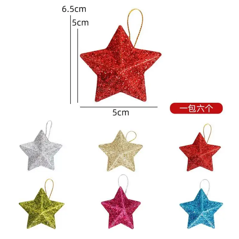 Gold Glitter Star Ornaments Christmas Tree Hanging Pendant Christmas Decorations for Home Navidad New Year Party DIY Gift