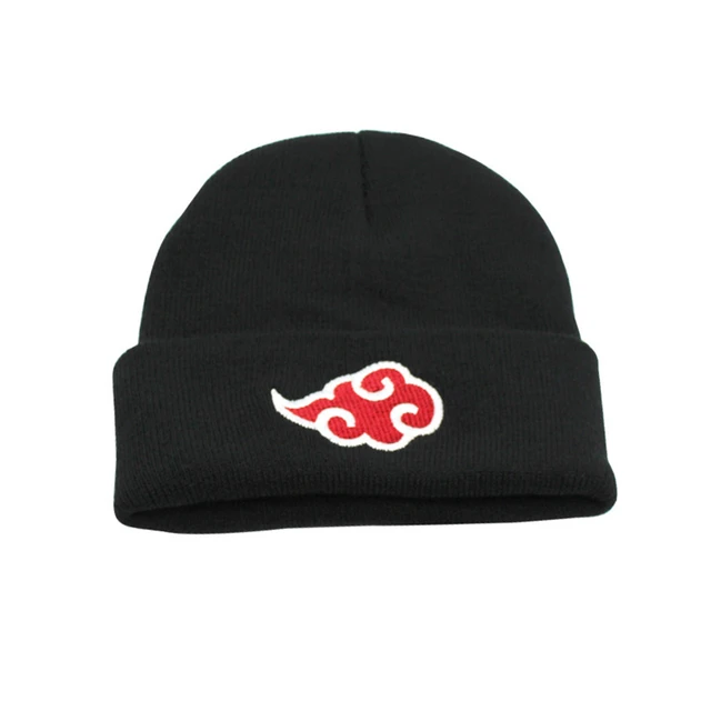 Naruto Akatsuki nuvens vermelhas Bonnet Caps, Casual Hip Hop malha