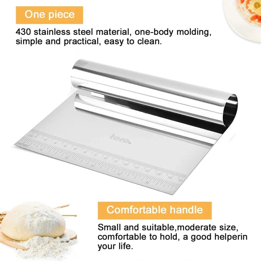 Stainless Steel Noodle Knife Cutter Cake Dough Scraper With Scale Pastry Cutters Baking Cake Dough Baking Cutting Tools baking tool baking accessories