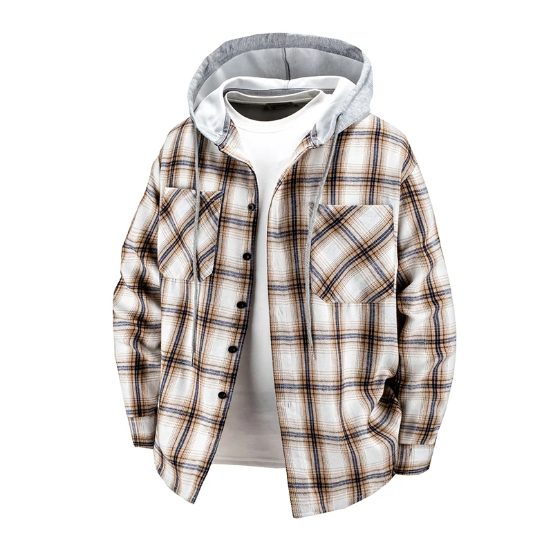 new coat spring autumn men's loose plaid hooded shirt fashion casual long sleeved hip hop street style outerwear sport jacket New Coat Spring Autumn Men's Loose Plaid Hooded Shirt Fashion Casual Long sleeved Hip Hop Street Style Outerwear Sport jacket 5