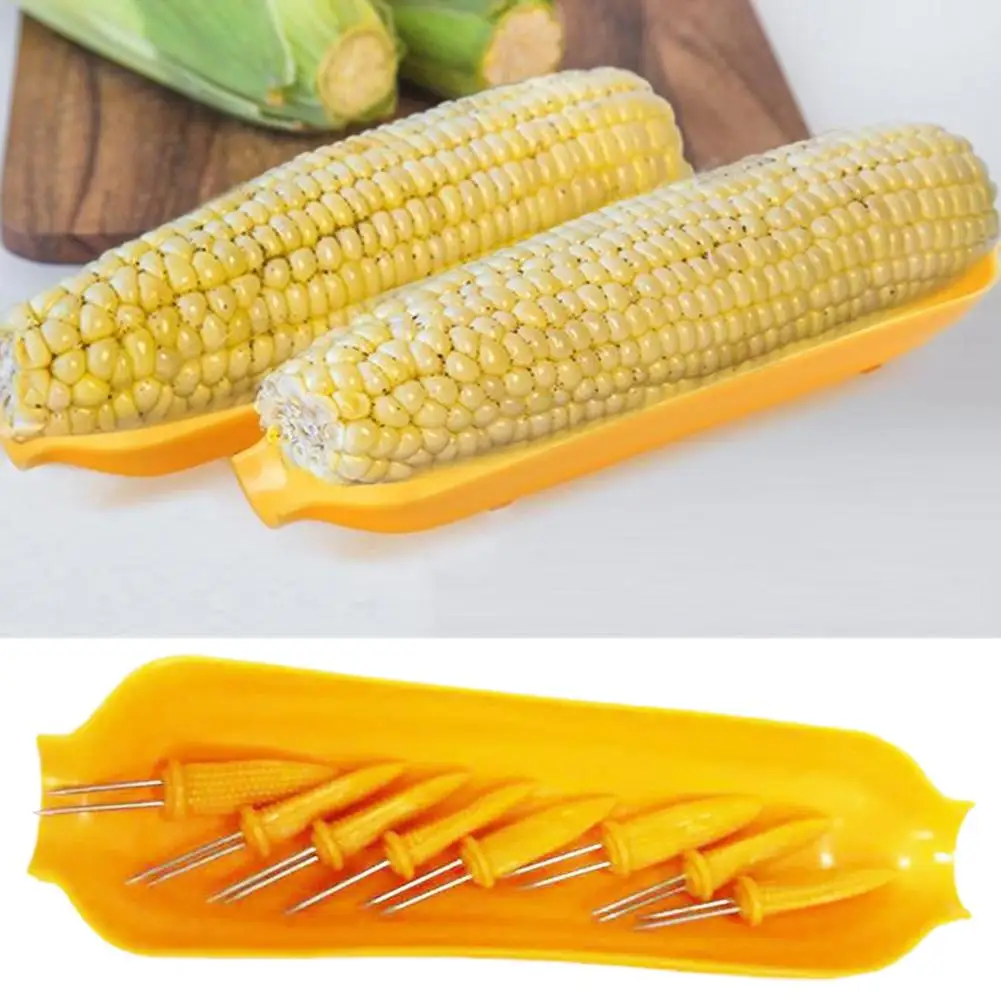 12pcs Jumbo Corn On the Cob holders Set Stainless steel Corn Skewers Prongs Hot Dog Meat Forks BBQ Dish Plate Fork BBQ Tool
