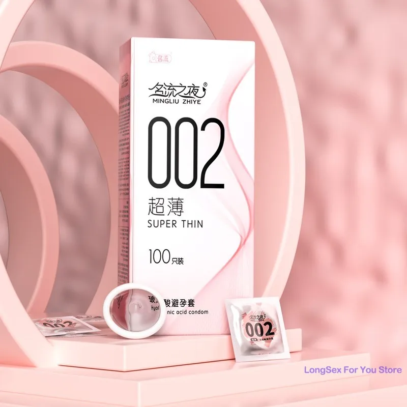 Hyaluronic Acid Condom 50/100pcs Ultra Thin Penis Sleeves Natural Latex Contraception Condoms Erotic Products Adult Sex Toys
