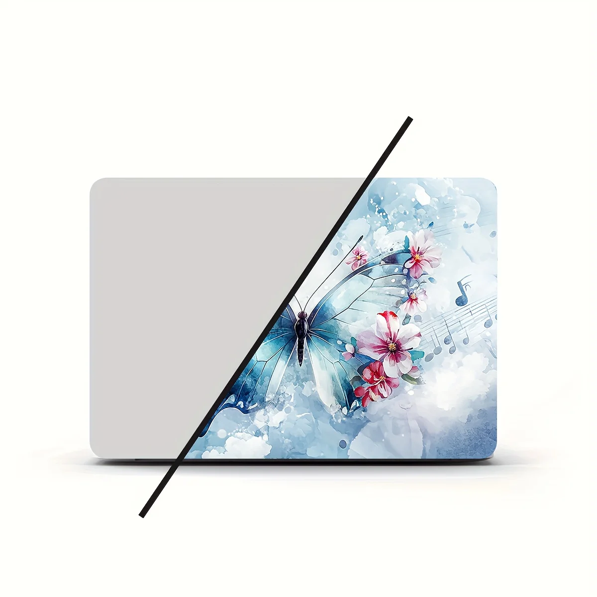 2팩 나비 패턴 노트북 스티커 케이스, 범용 라이트 베이지 방수 스크래치 방지 스티커 - 방수, 스크래치 방지