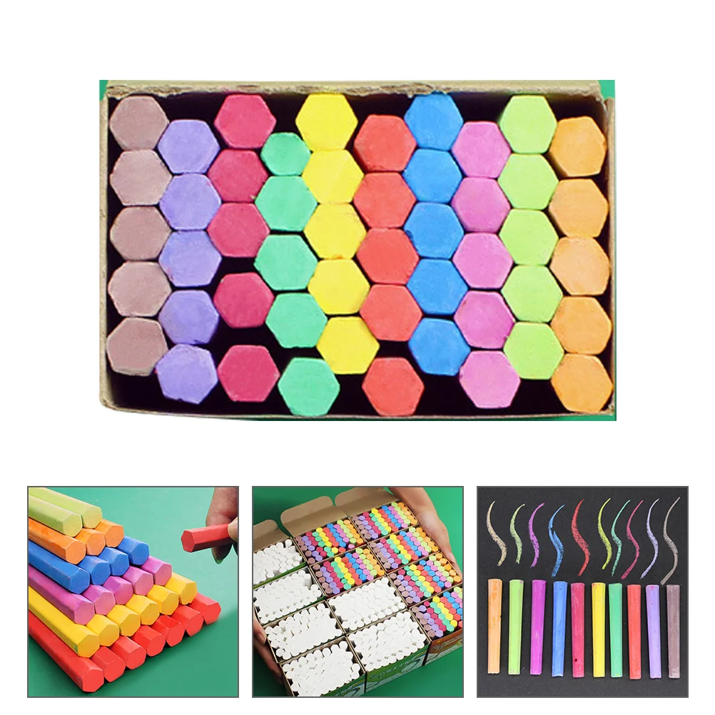 

3 Boxes Colorful Sidewalk Chalk Set Dustless Chalk Hexagon Chalk Jumbo on School Classroom Chalkboard for Kids Adults School