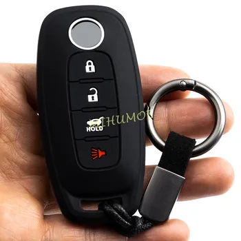 For 2023 2024 2025 2026 Nissan Rogue Ariya Kicks Sentra Versa Murano Patrol Silicone 4 Buttons Car Key Fob Ring Chain Cover Case 1