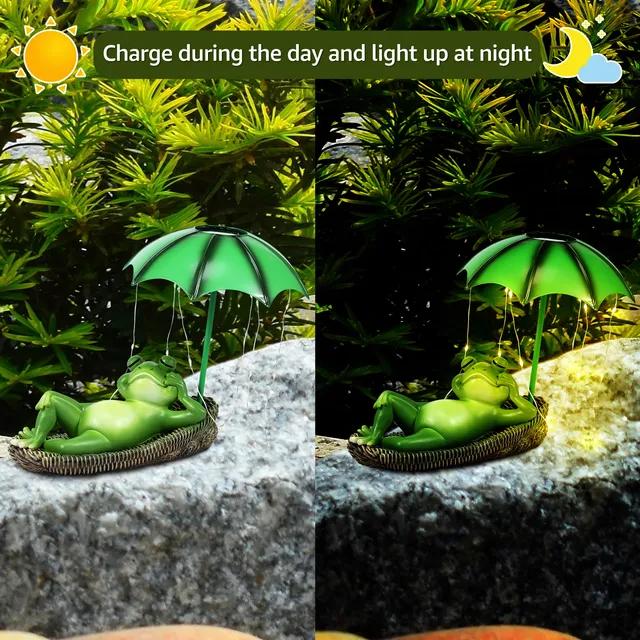 Statues De Grenouille étanche Ip65 Fer Solaire Jardin Lampe Enfichable