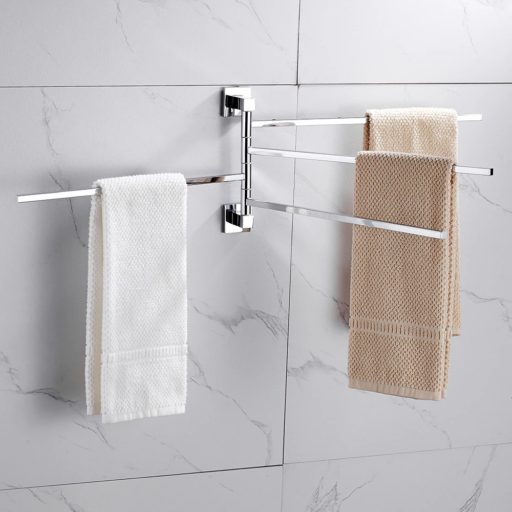 Towel Holder Stainless Steel 2/4 Swing Arms Towel Rail Wall Mounted Towel Rack Space Saving Bathroom Hardware Durable Rust-Proof