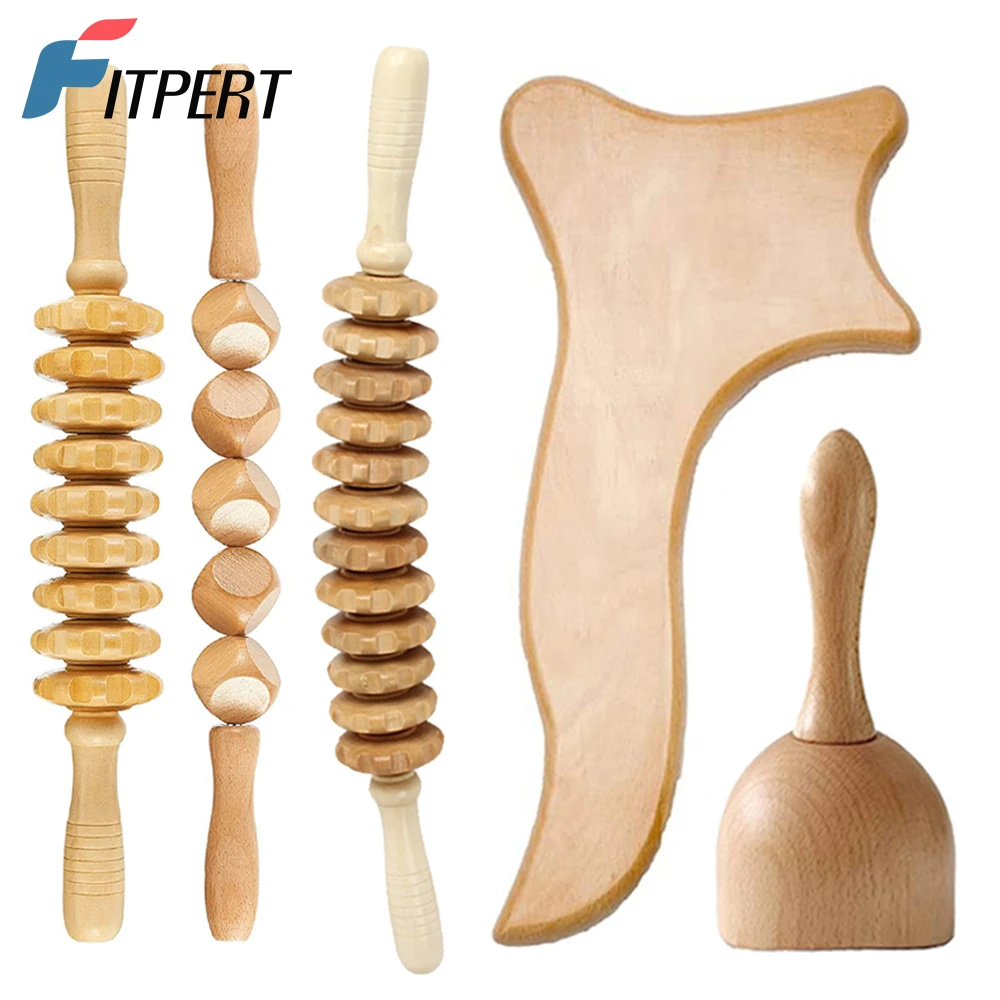 1 Set Wood Therapy Massage Tools Set Maderoterapia Kit Lymphatic Drainage Massager Wood