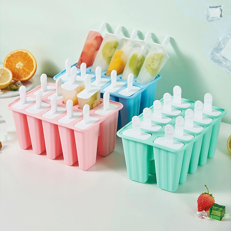 1pc Creative 10-grid Silicone Ice Cream Mold DIY Homemade Popsicle Makers Kids Ice Cube Making Tools