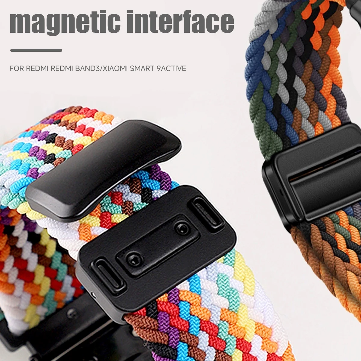 Braided Strap with Protective Case for Smart Fitness Bands - Magnetic Nylon Bracelet Cover