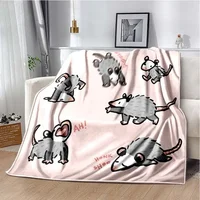 Opossum Screm Cute Pattern Blanket Flannel Plush Blanket Possum Animal Soft Throw Bedroom Sofa Warm Blanket Picnic Blanket Gift 1