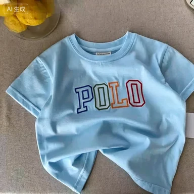 키즈 컬러풀 POLO 레터 자수 티셔츠 - 10가지 색상 가능