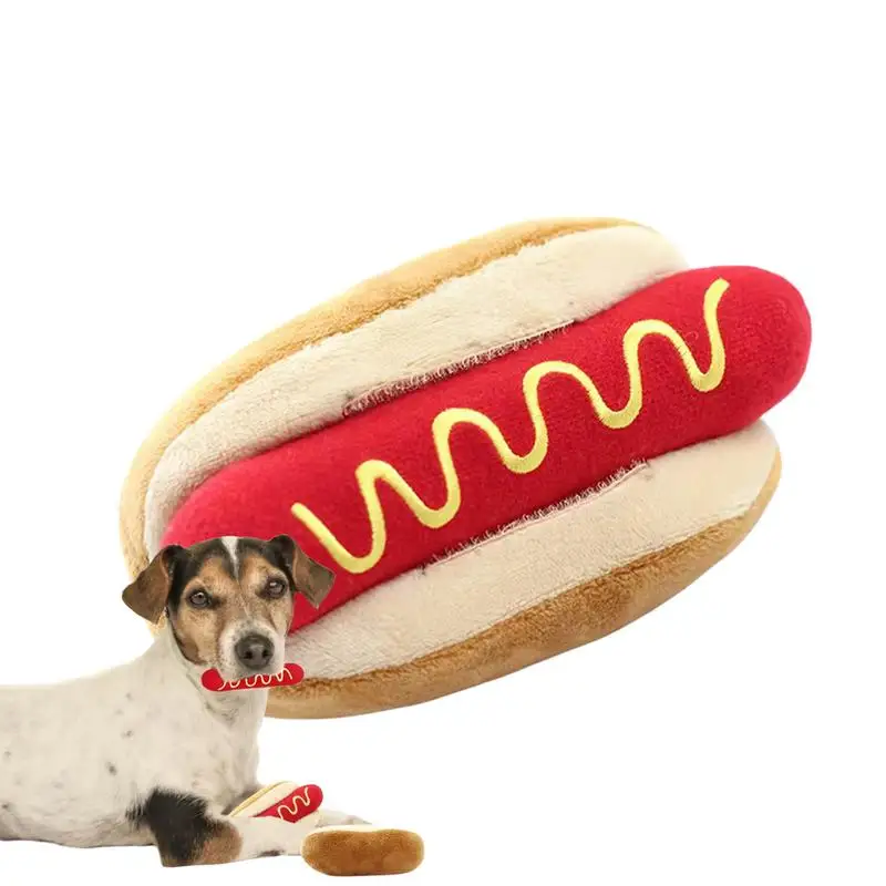 Hot Dog Toys For Dogs Squeaky Peluche Dog Imitazione Hot Dog Giocattolo Da Masticare Colori Vivaci Dentizione Giocattoli Da Masticare Per Cani Gatti E