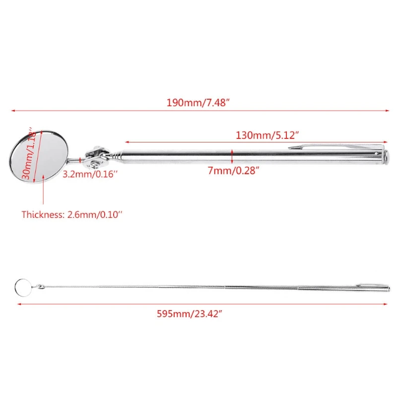 

Round Inspection Mirror Car Telescopic Inspection Mirror Extending Detection Round Lens Hand Tool 30mm/1.18-in Diameter