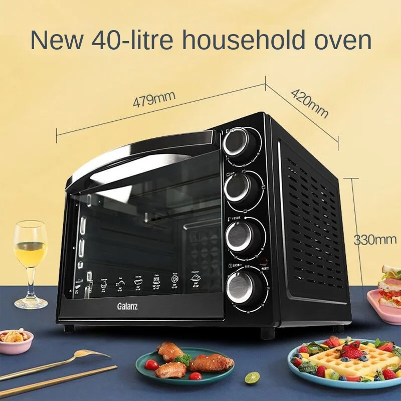 Electric Oven Household Oven 40L, Independent Temperature Control Multi-layer Baking Lamp Pizza Electric Kitchen