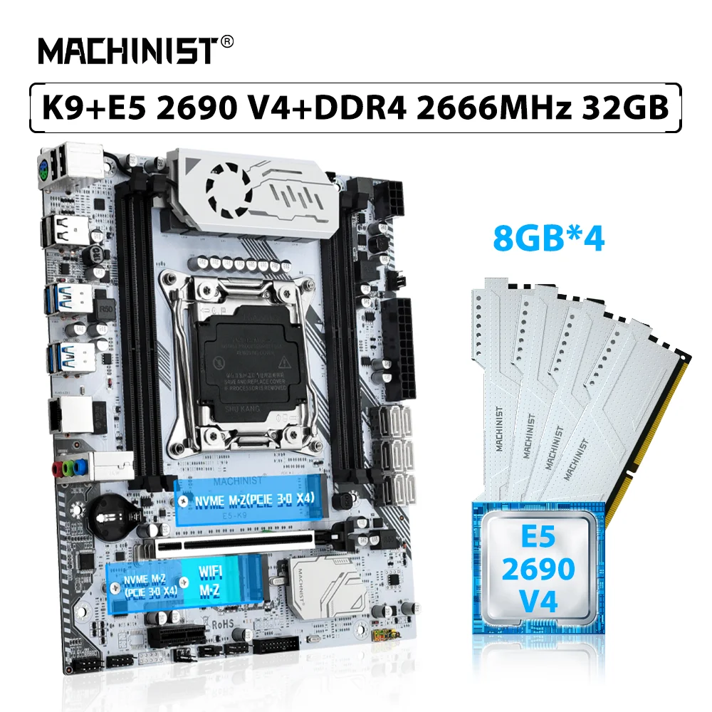 MACHINIST X99 K9 Set Motherboard LGA 2011-3 With Xeon Kit E5 2690 V4 ...