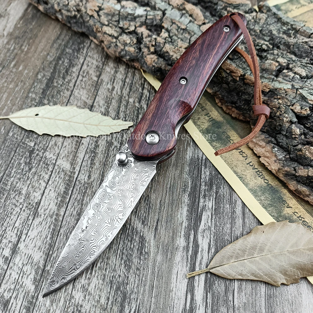 

Portable Damascus Steel Utility Pocket Knife Cutting Fruit Tools Outdoor Camping Jackknife EDC Tactical Survival Rescue Knives