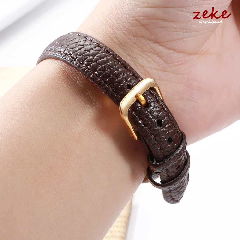 Elegant Gold Buckle Leather Strap - Versatile Brown & Black Bracelet