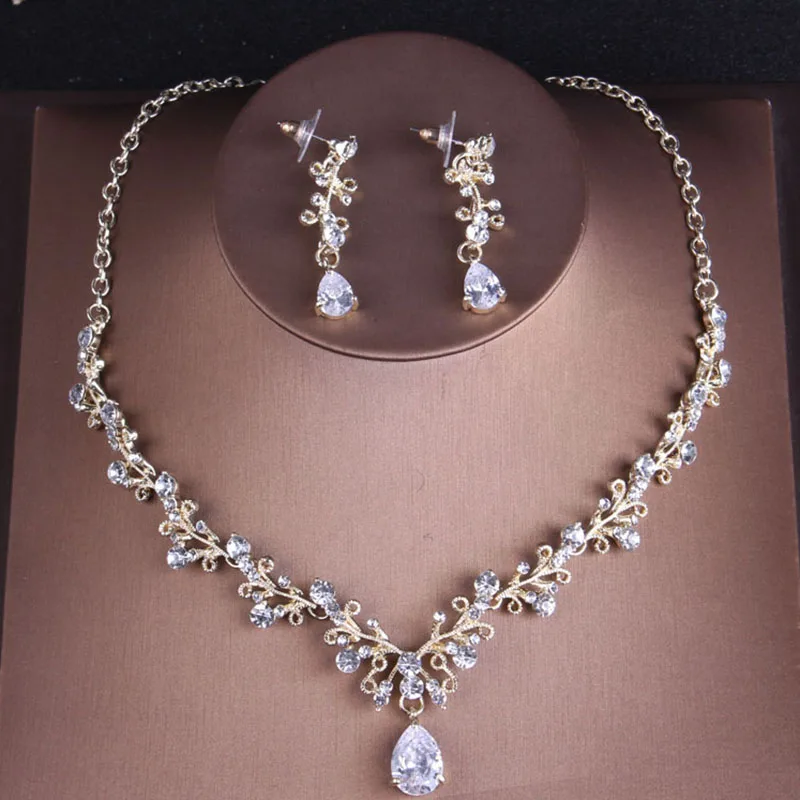 Itacazzo Bridal Headwear Set Crown Necklace Earrings Four Piece Classic Tiaras Suitable for Women Wedding and Birthday Parties bridal jewelry sets