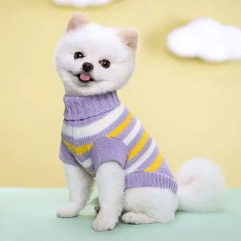 Fashionable dog sweater Wool Knitted Cat Clothes Two-legged Multi-color Lapel Casual Pet Sweater Luxury Dog Clothes Pet Clothes