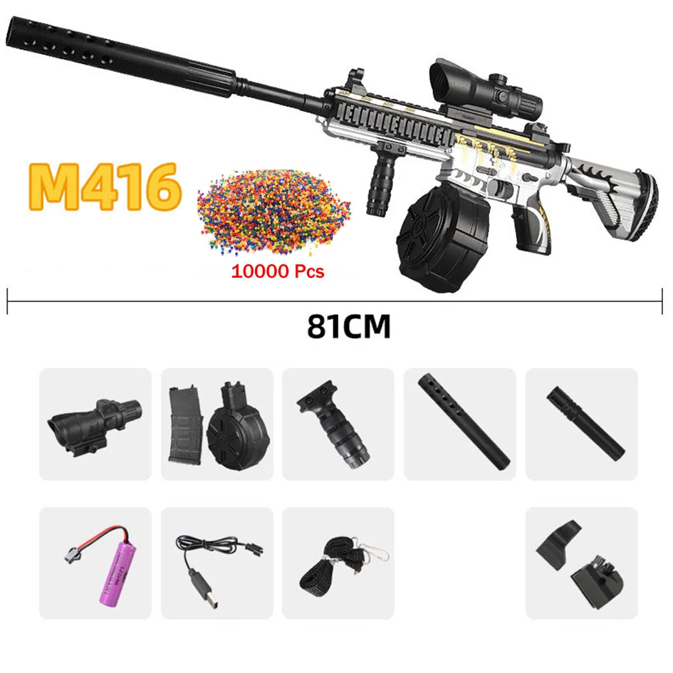 Electric M416 Sniper Rifle Splatter Ball Toy Gun Water Bullet Pistol