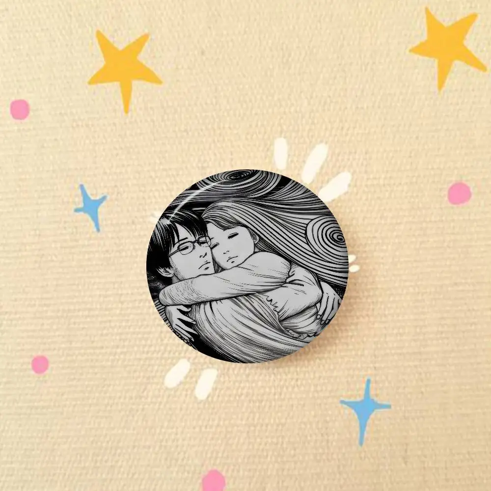 Junji Ito Horror Manga Cute Anime Figure Handmade Tinplate Brooch Badge