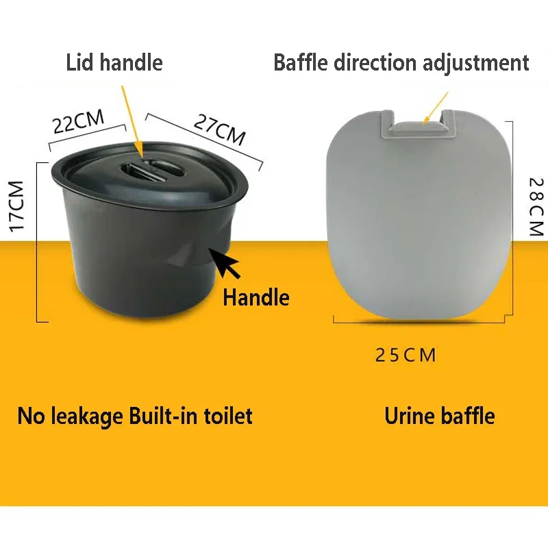 Portable Folding Elderly Toilet Stool, Thick Stainless Steel Tube, Pregnant Women Movable Toilets, Built-In Toilet Baffle