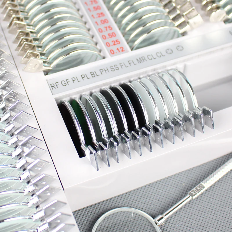 266 Trial lens set Optometry trial lens case Metal rim Aluminium case