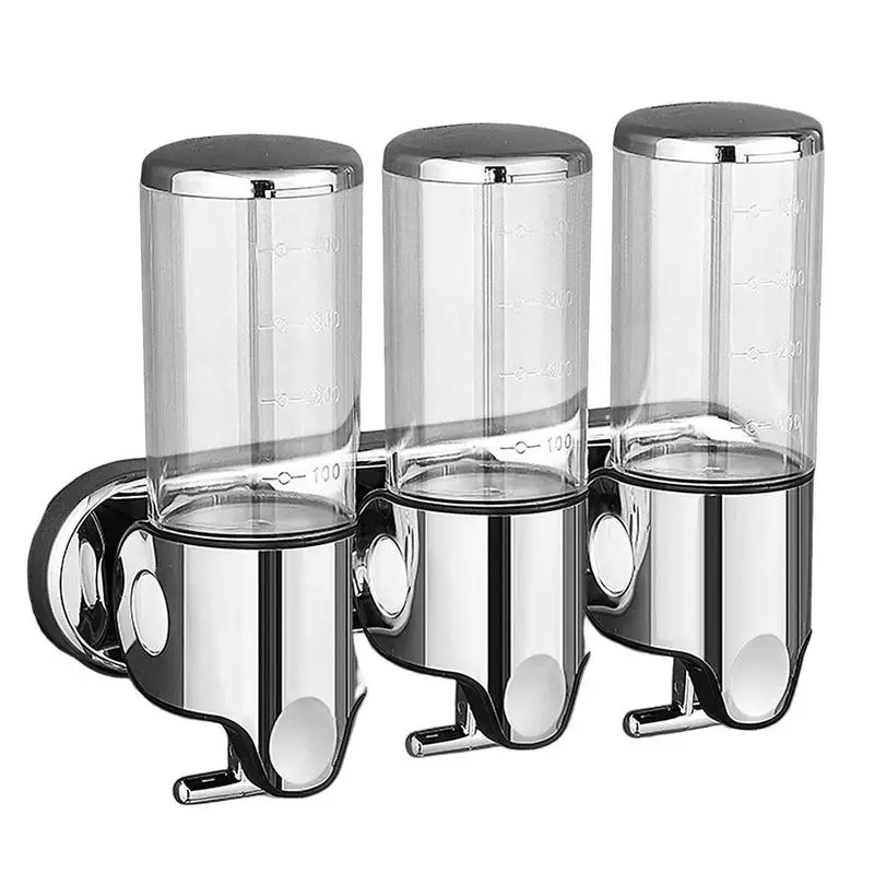 

Shower Soap Dispenser Wall Mounted Bathroom Manual Liquid Soap Dispenser Plastic 3 In 1 Chamber Shower Pump For Bathroom Kitchen