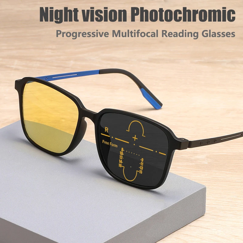 PHotochromicMultifocalNightVisionReadingGlassesMenProgressive