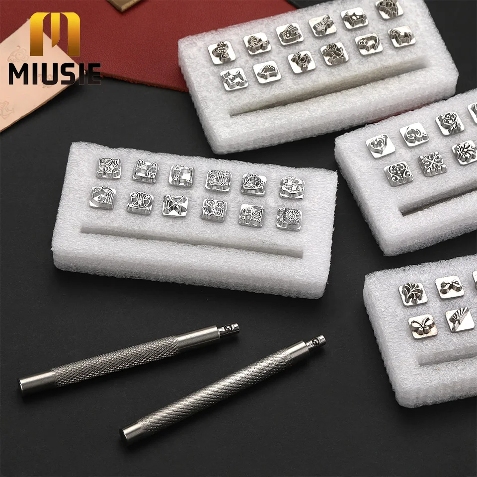 MIUSIE Leather Craft Stamps Kit Stamps For Embossing Leather Tools Constellation Animal Mold Set DIY Printinting