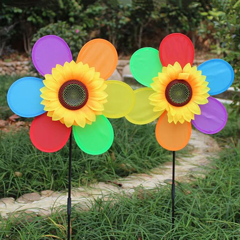 Sunflower Windmill Toy Kids DIY Outdoor Toys Garden Yard Decoration