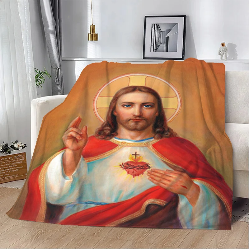 

Shaggy Throw Blanket for Sofa Flannel Virgin Mary Fluffy Soft Blankets Bedroom Decoration Bedspread on the Bed Decorative Fleece