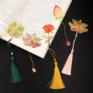 Creative Metal Painted Bookmark Chinese Style Brass Flow Su Vintage Student Exquisite Gift Bookmark