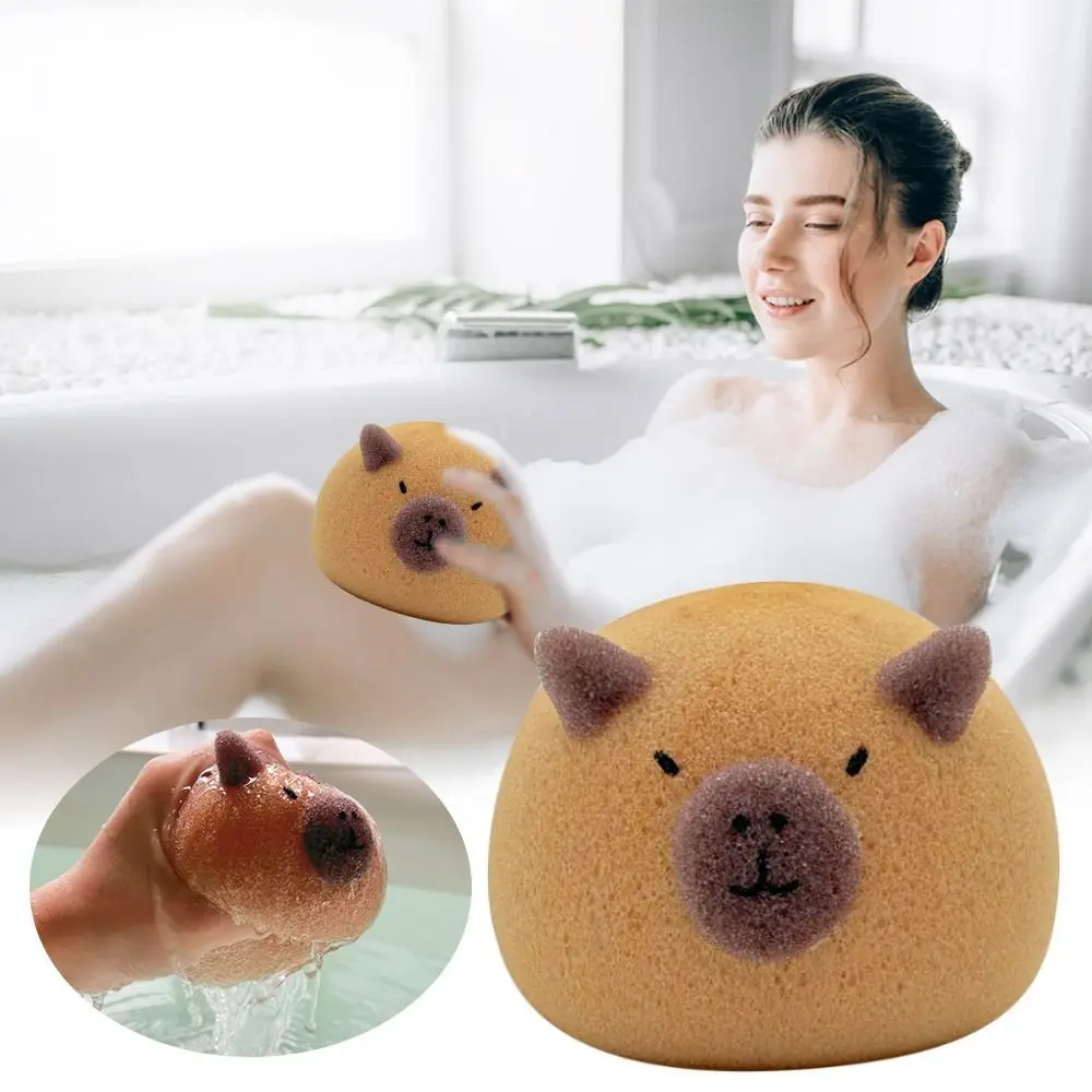 Cute Capybara Bath Sponge Ball Body Exfoliate Shower Puff Cartoon Animal Bubble Sponges Cleaning Brush Bathroom Accessories 3