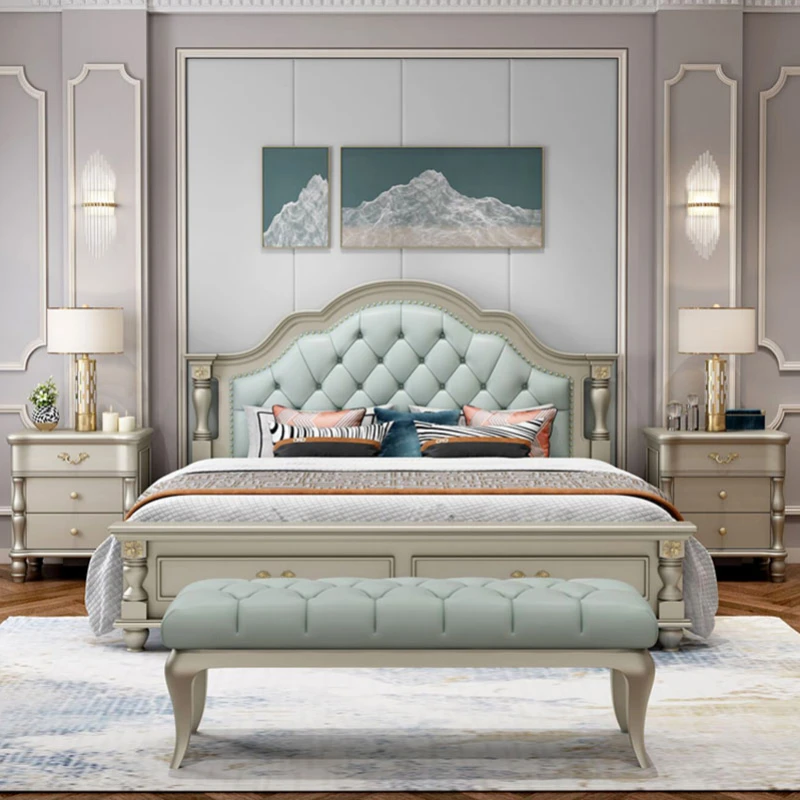 

Modern Simple Bedding Double Bed Soft Master Sleeping European Double Bed Queen Human Meubles De Chambre Nordic Furniture