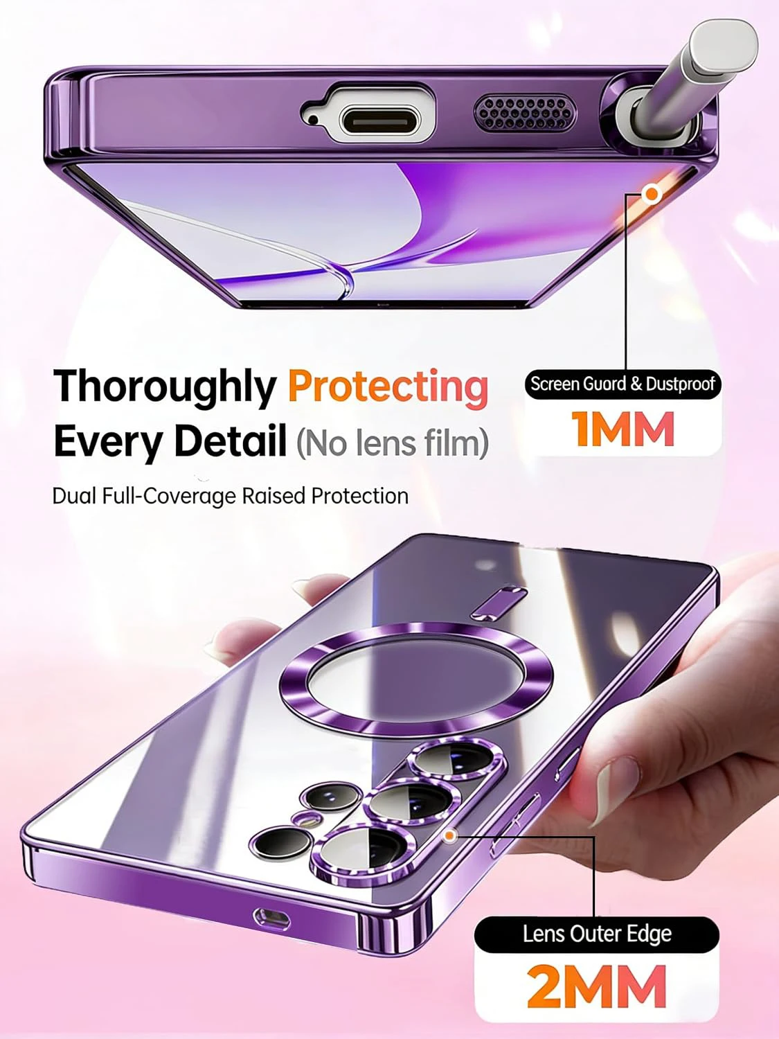 Luxury Metallic Gloss Phone Case with MagSafe and Dual Screen Protectors for Ultimate Protection and Style