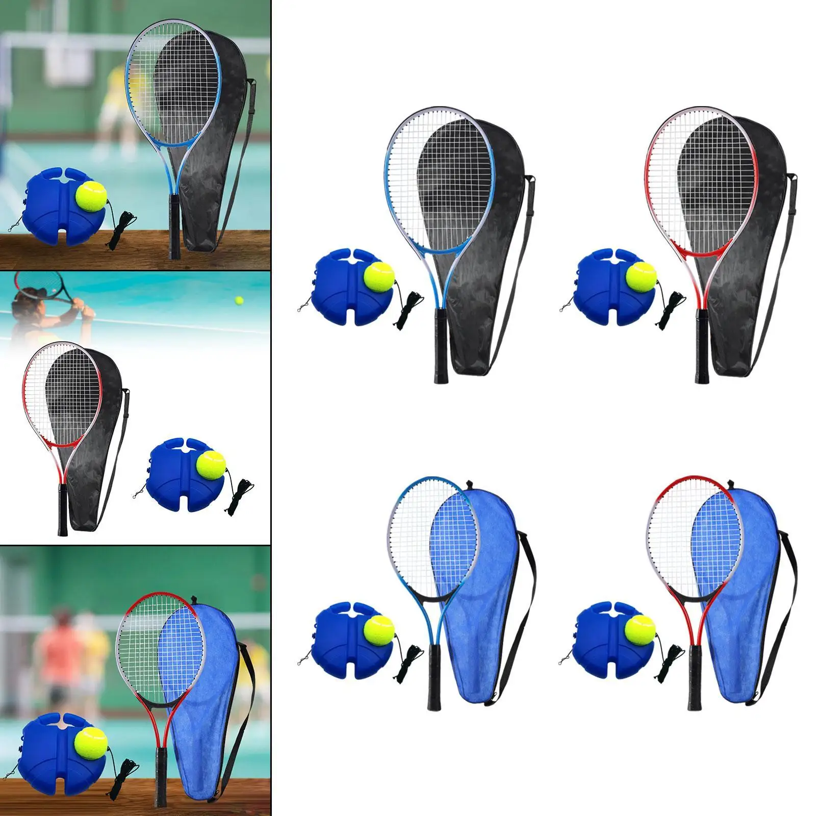 Tennis Racquet Portable Nylon Aluminum Alloy Tennis Practice Kit with Storage Bag for Parent Child Activities and Sports