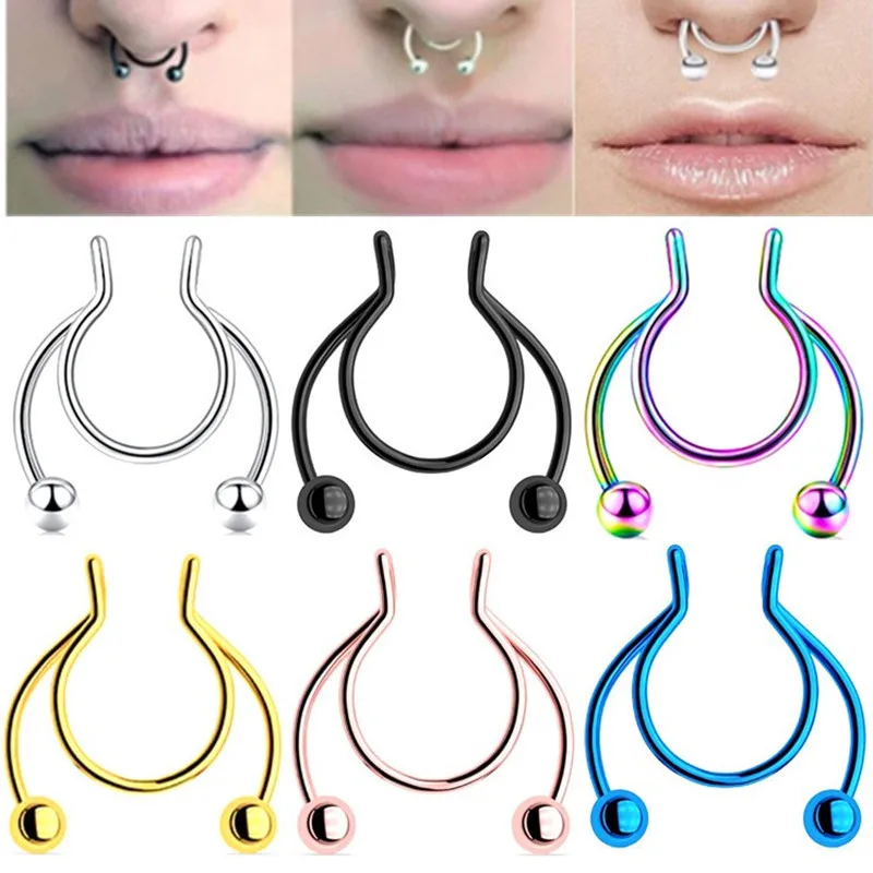 Stainless Steel Nose Ring Horseshoe Ring Nose Clip Non pierced