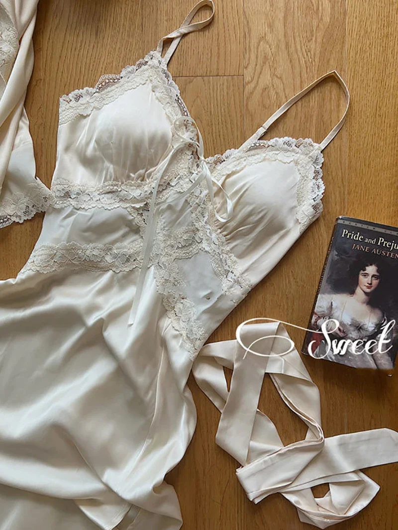 Seda Vestido Para Dormir Mujeres Seda Ropa De Dormir De Encaje