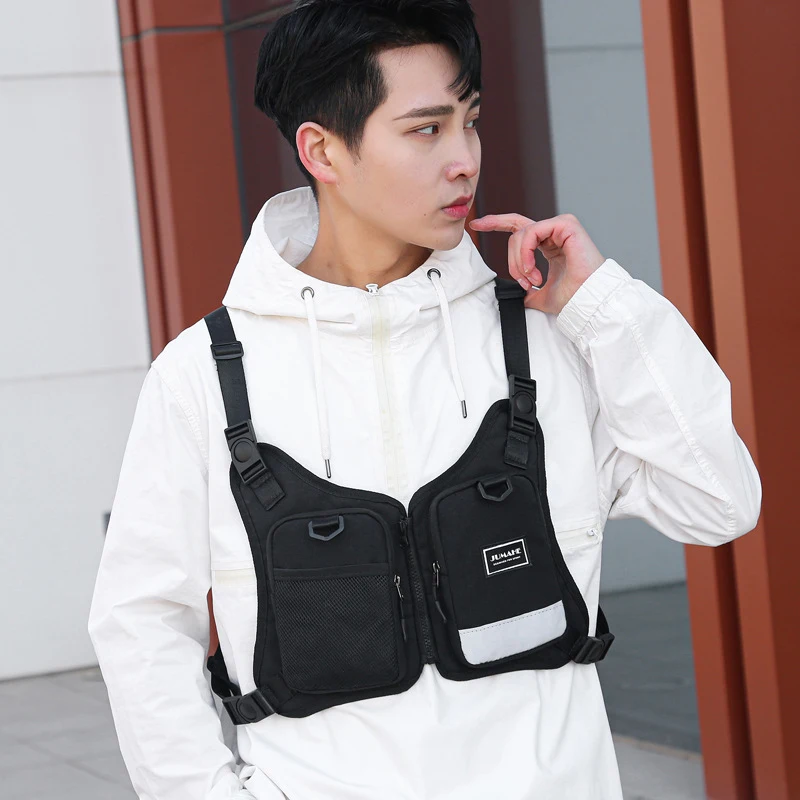 Safety Reflective Design Unisex Chest Bag Hip-hop Streetwear