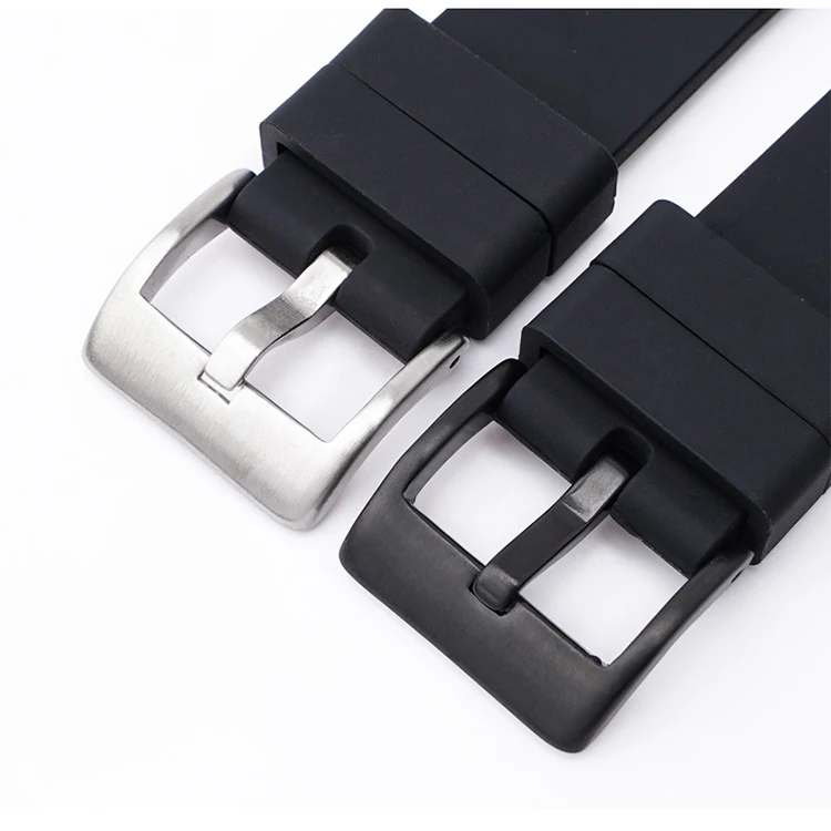Silicone Sport Strap with Stainless Steel Buckle - Waterproof Diving Rubber Watch Band Belt
