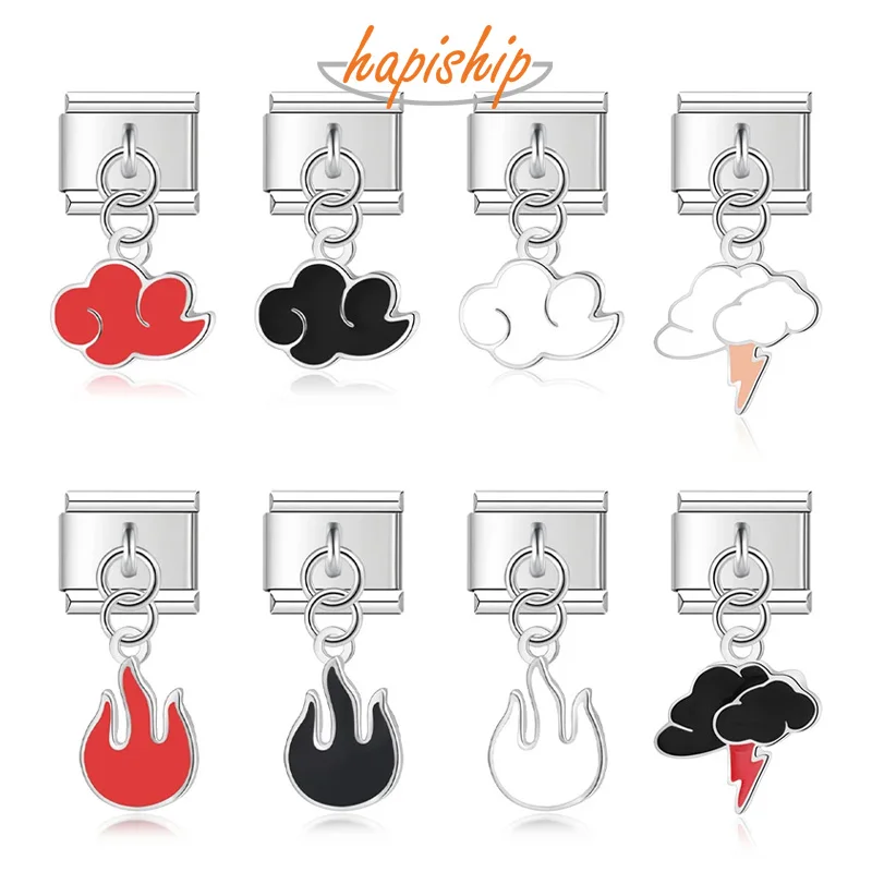 Fashion Sweet Colour Glaze Clouds Thunder Flames Charm Links Fit 9mm Stainless Steel Bracelet Making DIY Jewelry DJ427