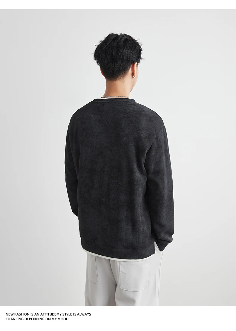 Autumn New Men Round Neck Sweate Loose Versatile Overhead Knitted Shirt Casual Koren Young Men's Pullover Sweatshirt Clothing