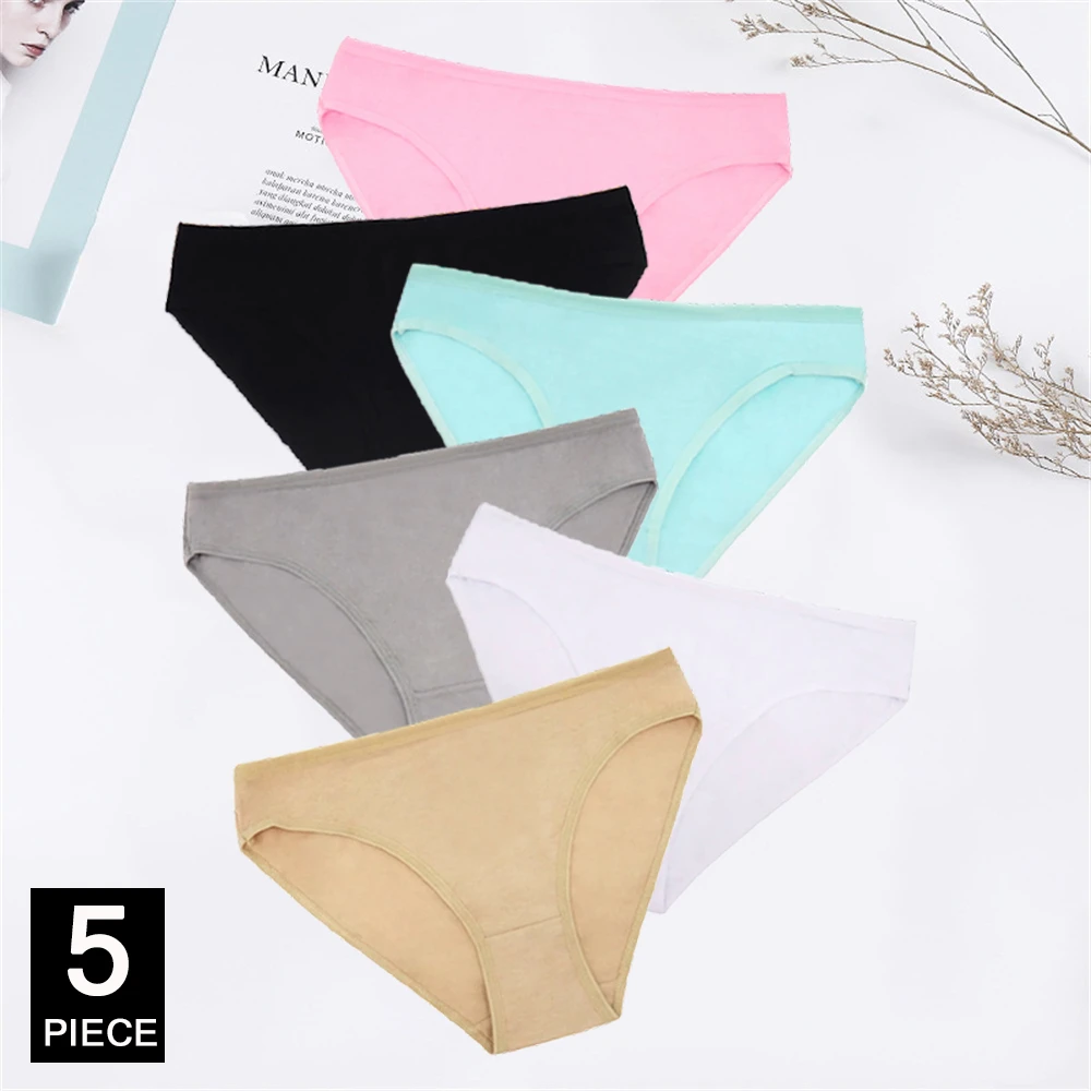 

Panties for Woman Underwear Cotton Sexy Breathable Soft Lingerie Female Briefs Girls Cute Solid Color Underpants 5 pcs/lot